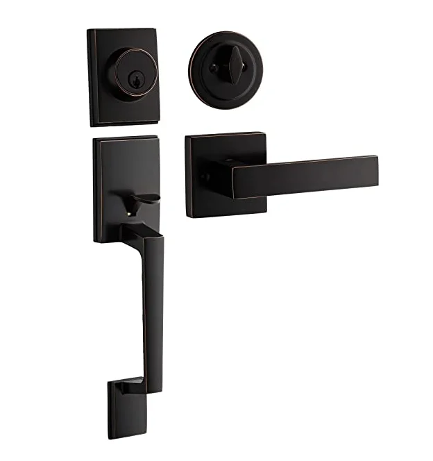 USA handle set deadbolt key american front door lock set Keyed entry oil rubbed bronze door cylinder lock grip set