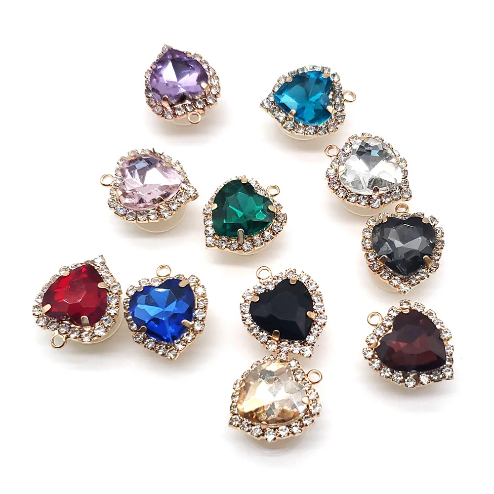 Colorful Luxury gem shoe decoration accessories metal bling rhinestone shoe charms for clog croc wholesale