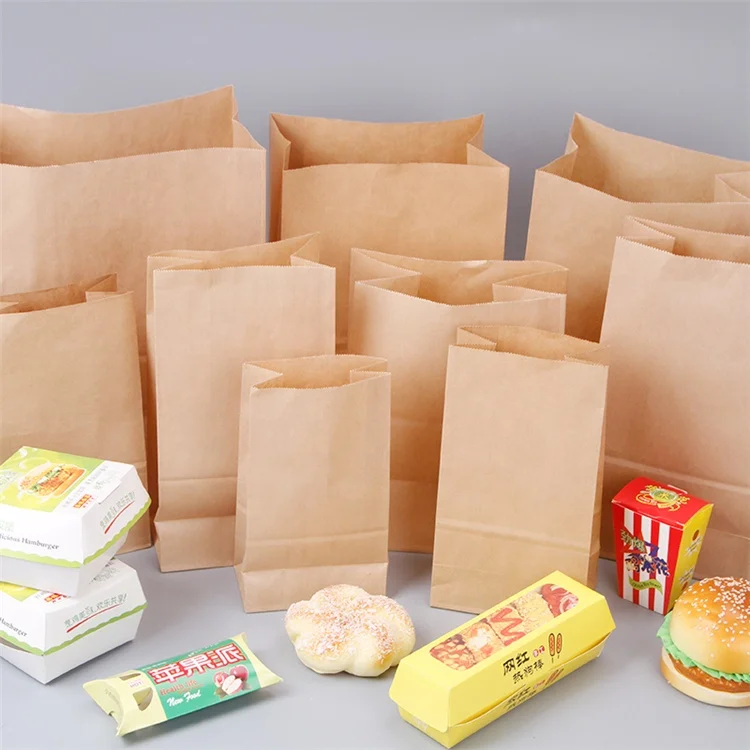 KM China wholesale custom without handle food lunch kraft paper bags for wedding birthday party