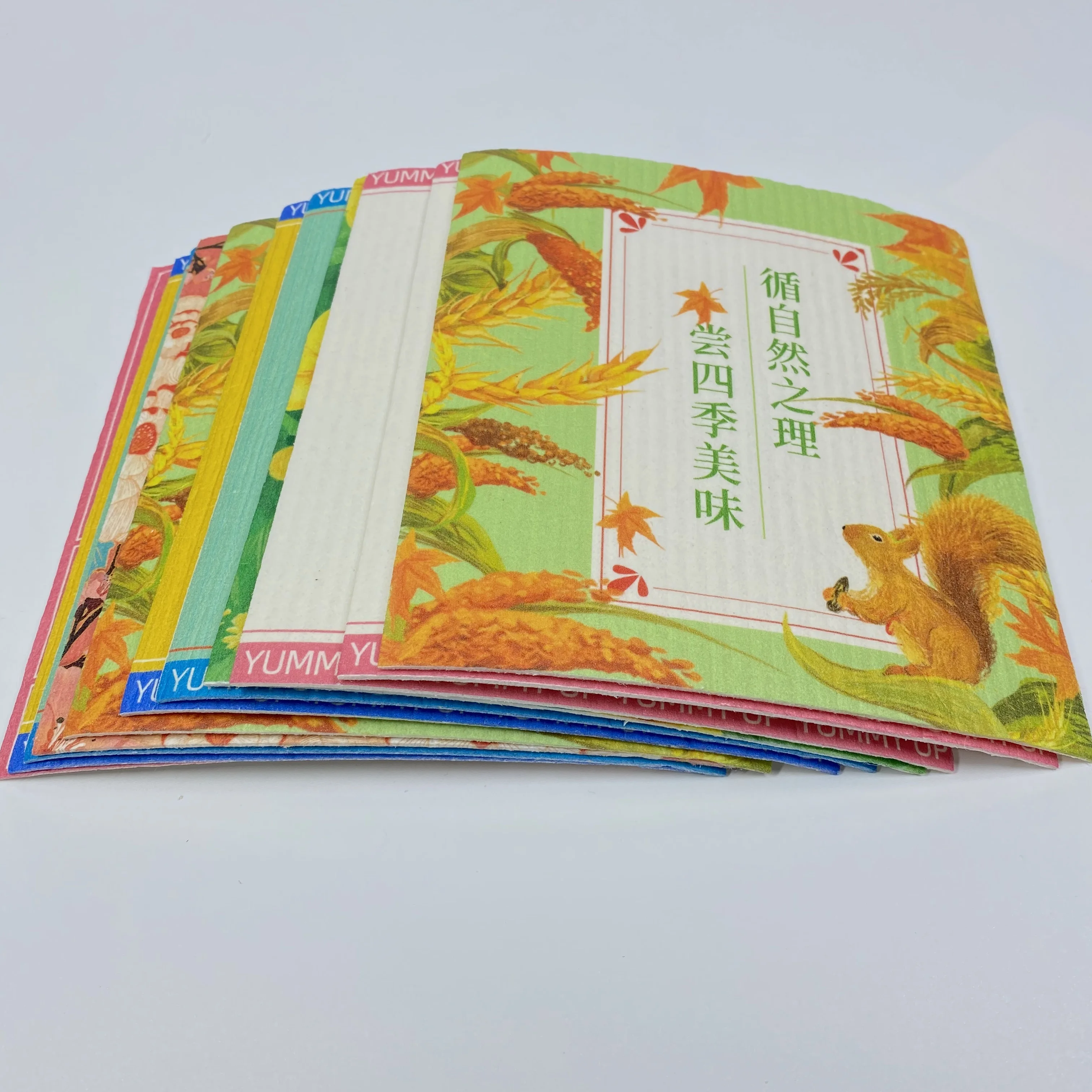 Eco Friendly Customized Printing Biodegradable Swedish Dishcloth Cellulose Sponge Cloth