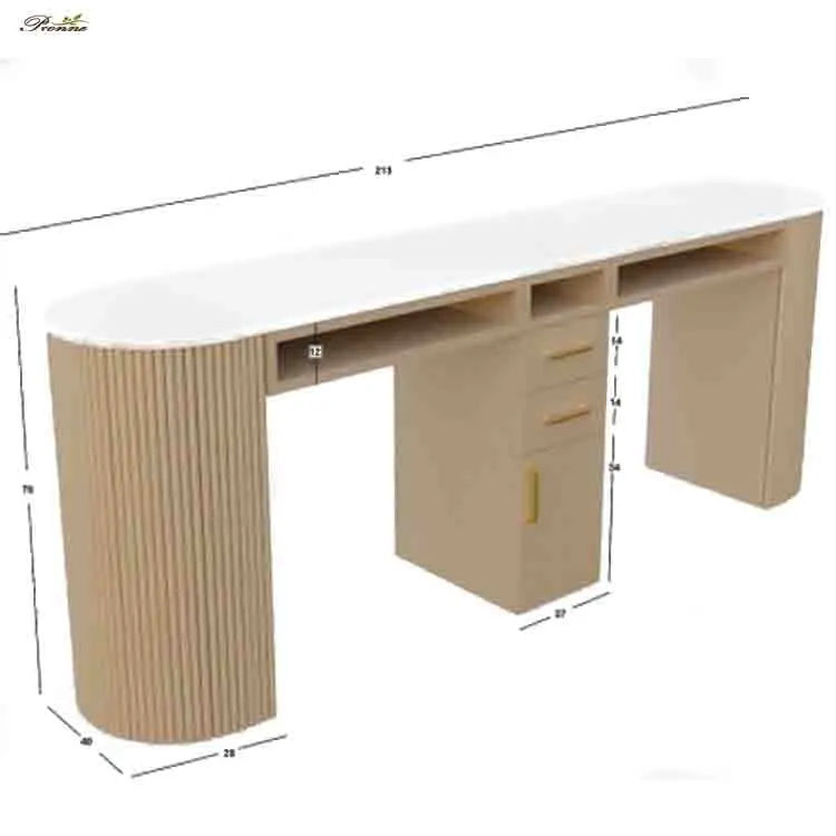 Nail Equipment Custom Made Wooden Color Double Seats Work Station Manicure Table for Gel