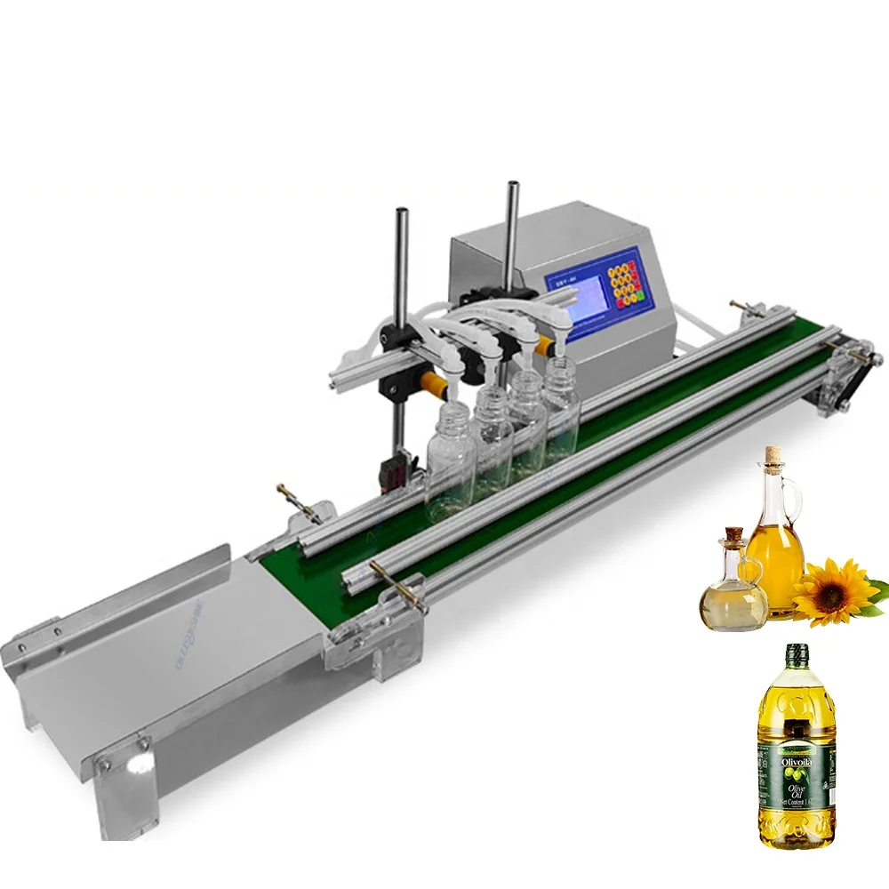 Food Grade Four Head Filling Machine/Digital Control Electric Conveyor Belt Liquid Filler/Hot Sale Bottle Pack Seal Equipment