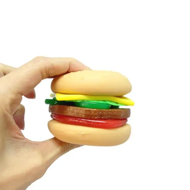 Fidget Stress Relief Stack Stretchy Burger Custom Hamburger Food Squishy Toys With Sand Filled