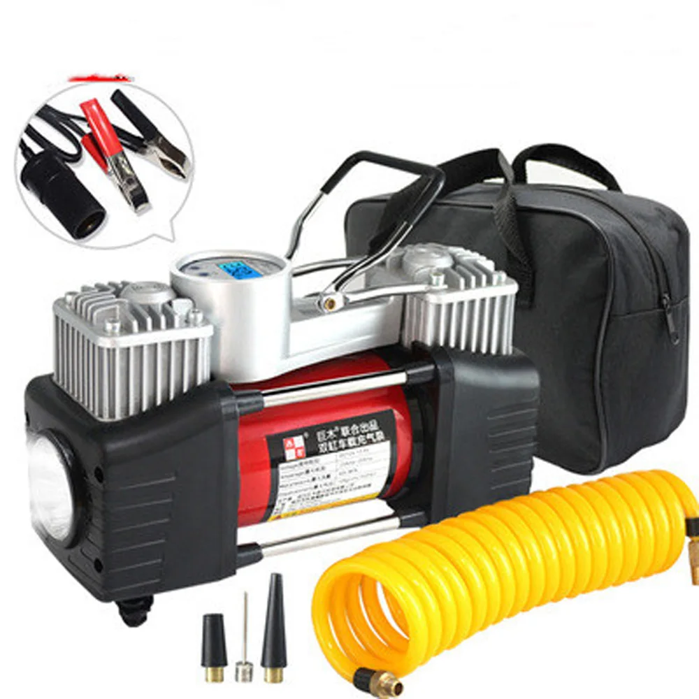 multifunctional  Car air pump portable 12V car air pump single cylinder electric car tire air pump With handbag LED light