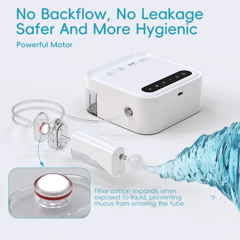 Valuable electronic nasal aspirator with baby mold and adult mold which have multi suction levels adjustable