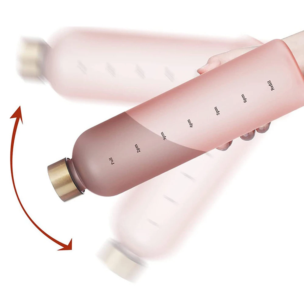 Custom Logo Bpa Free 1L Sports Motivational Tritan Plastic Water Bottle With Time Marker  Gradient Color Frosted Glass Cup