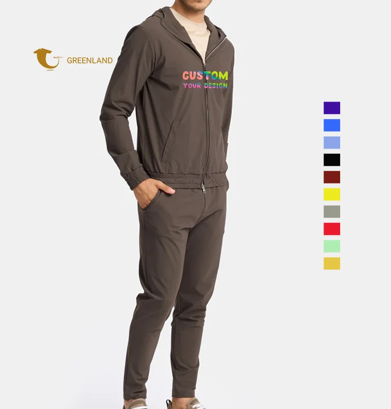 New Arrival Best Quality Nylon Stretch Smart Tracksuit Custom Logo 2 PCS Breathable Set Zipper Jacket Pants Track Suit For Men