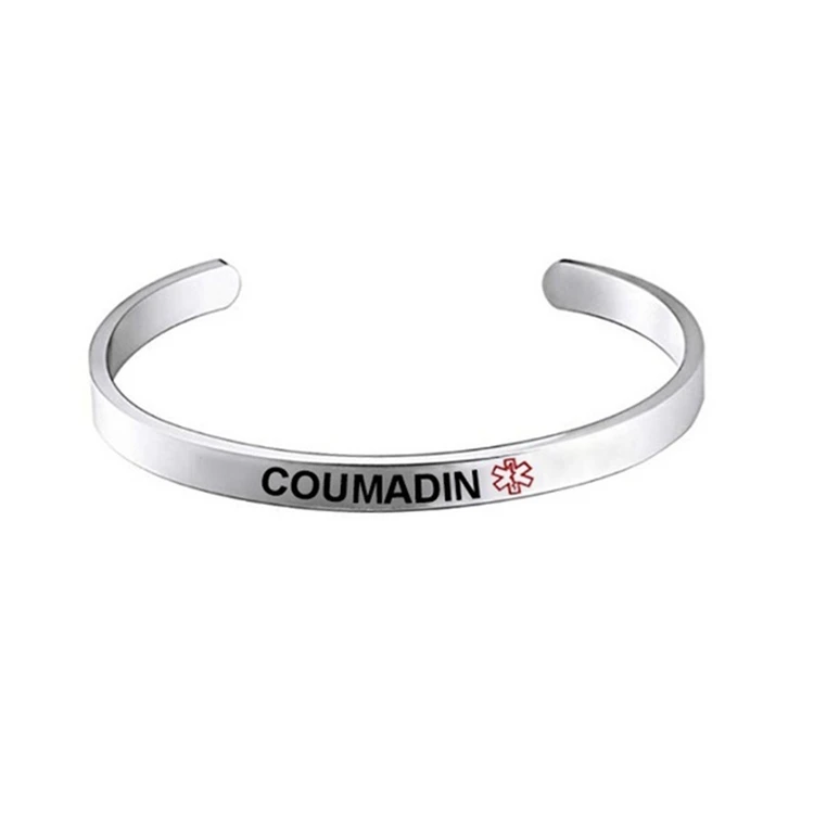 FT-23 Initial Jewelry 2020 Blood Pressure Diabetes Bracelets Epilepsy Medical Logo Stainless Steel Titanium Cuff Bangle Bracelet