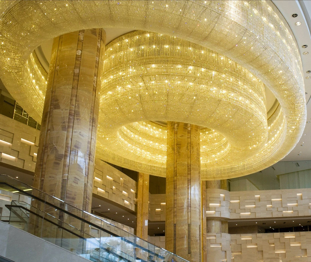 SG Professional Custom Hotel Lobby Banquet Hall Sales Department Villa Decoration Ribbon Chandelier Art Engineering