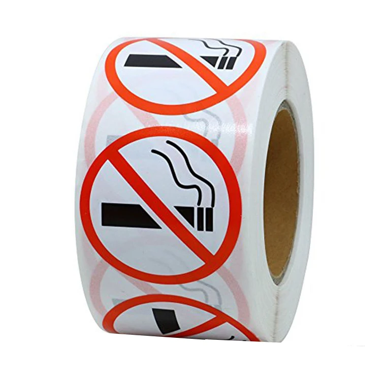 
Custom chemical adhesive label sticker roll No smoking printed label paper 