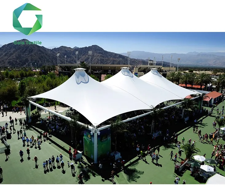 Gaia wholesale acrylic tarpaulin pvc coated waterproof stretch tent fabric for tensil membrane structure