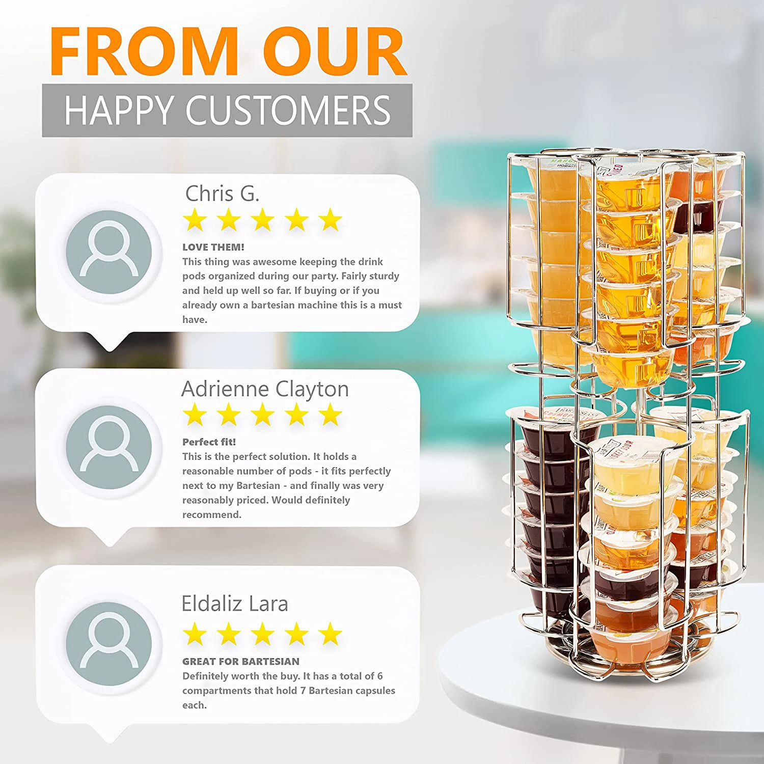 Storage Carousel for Bartesian Capsules by Ksestor  Holds up to 36 Bartesian Pods  360 Degree Rotation  Bartesian Pod Holder