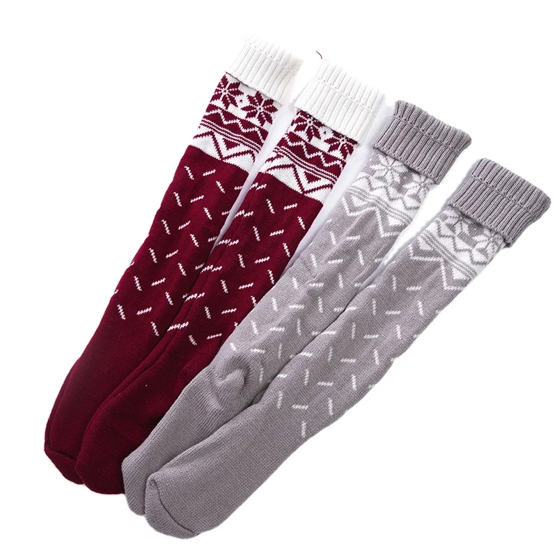 Amazon Hot Sale European and American Christmas Printed Leg Warmer Warm Wool Socks