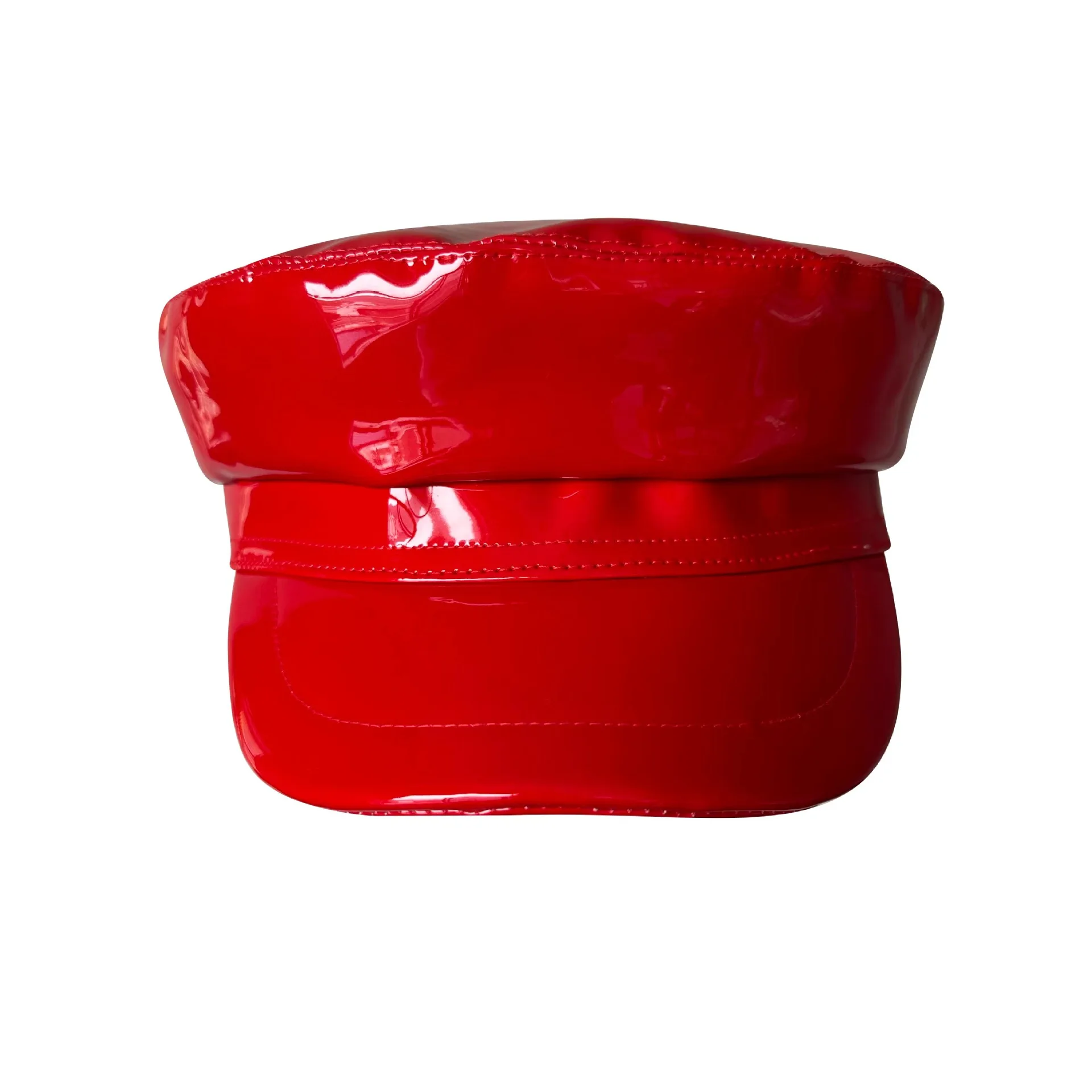 new trendy fashion chic women ladies 3 colors red patent PU leather Captain Sailor Hat Newsboy Baker Boy Beret fiddler hat