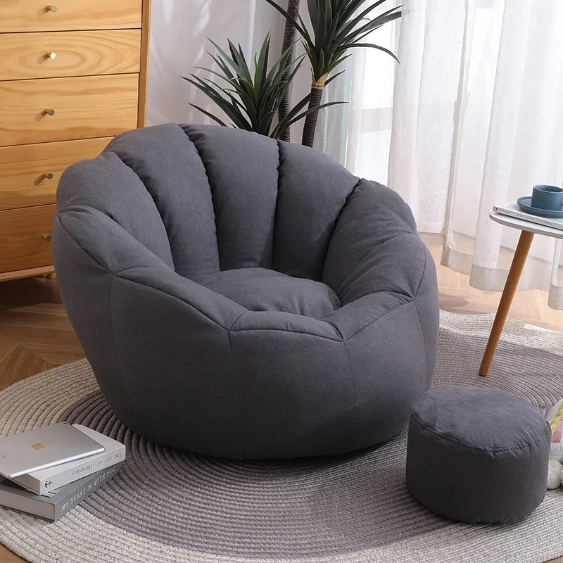 Bean Bag Lazy Sofa Super Soft White Long Fluffy Fur Bean Bag Chair with High Strong Supportive Back