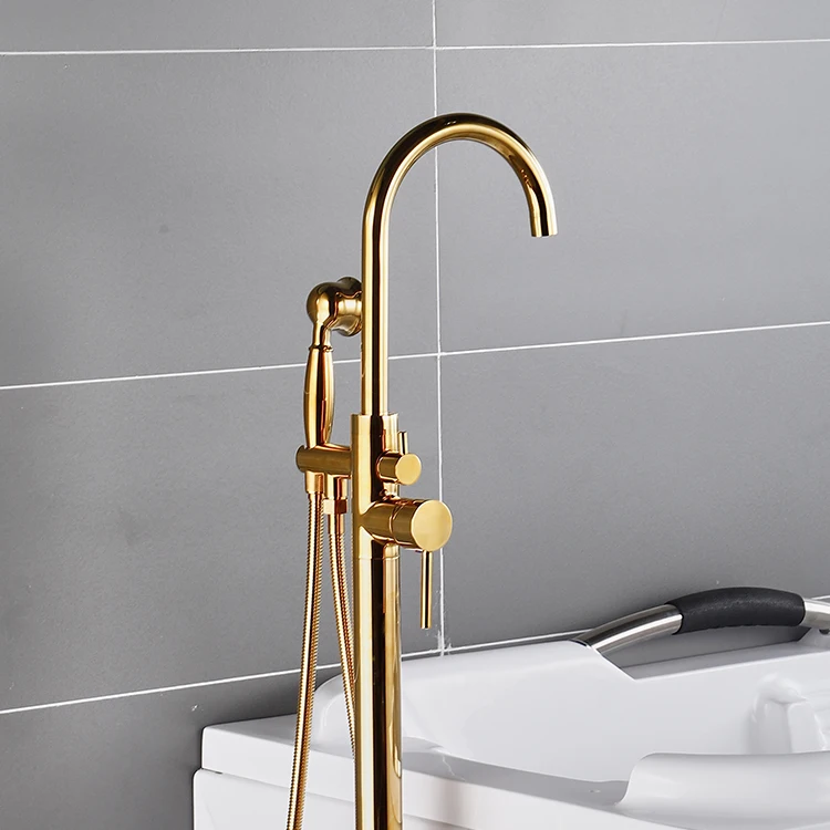 YUNDOOM New Arrivals Stainless Steel Bathroom Shower Freestanding Bathtub Faucet Telephone Shower