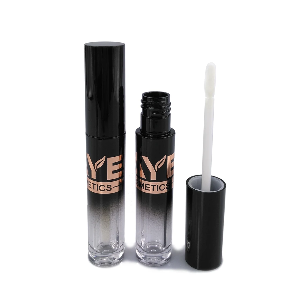Customized logo black gradient lip gloss tube with brush