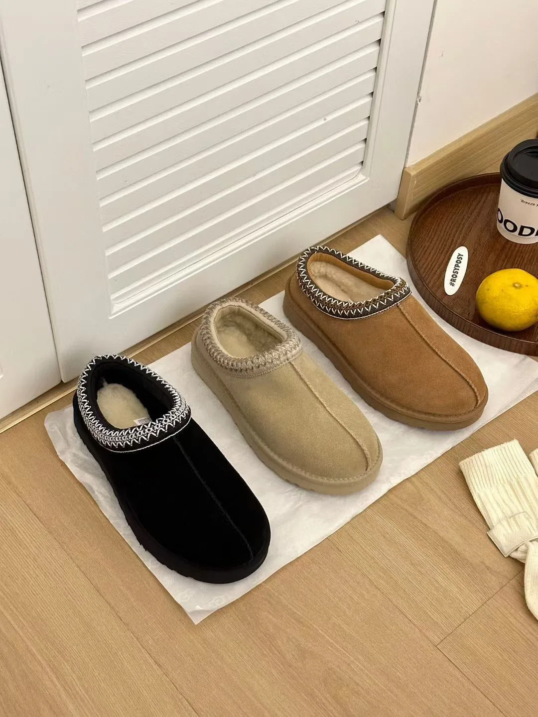Outdoor winter warm cashmere snow shoes Tasman suede leather upper sheepskin lined pure wool insole slip-on Tasman snowboots