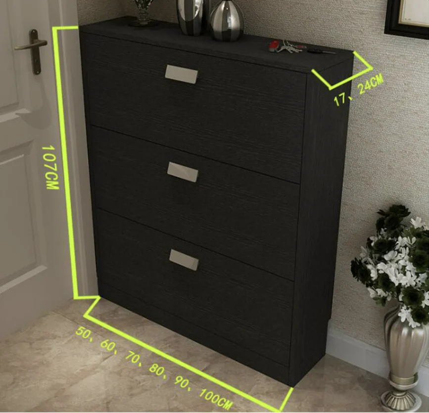 Black Color Big Storage Cabinet for Shoes Rack With Stool Free Combination Living Room Furniture