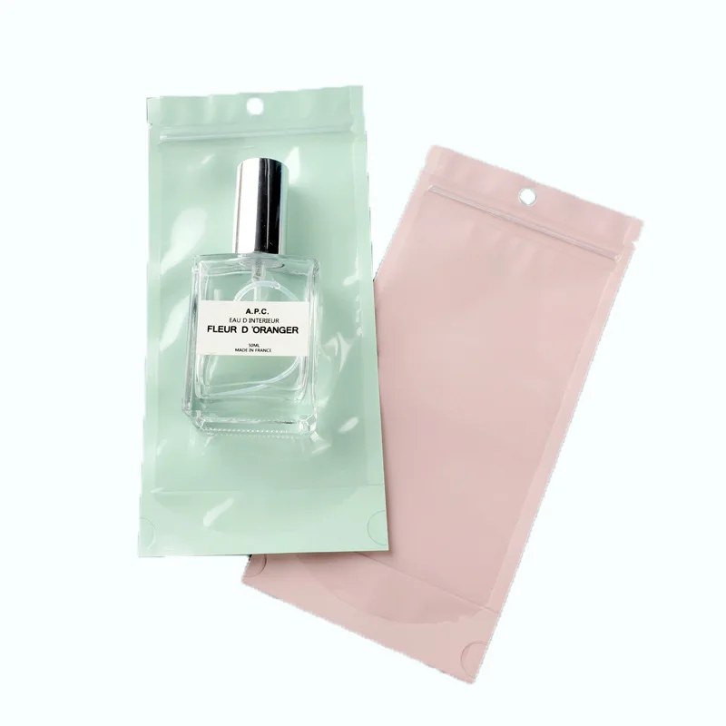In Stock Reusable Spray Bottle Packaging Bags Stand Up Pouch With Zipper For Perfume Bottle Cosmetic Packaging Plastic Bag