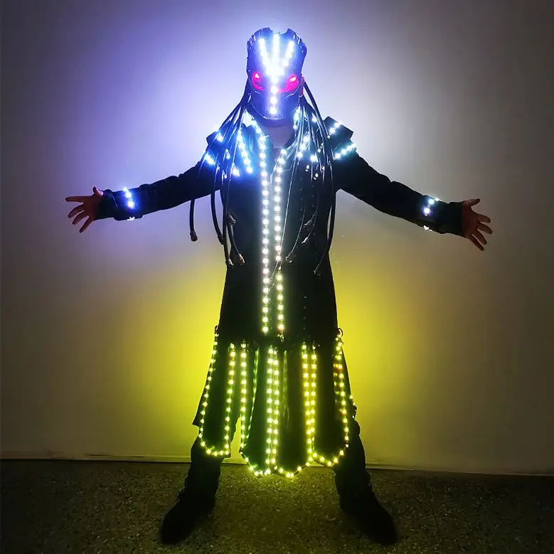 LED Suit & Helmet Illuminated Luminous Performance Stage Costume Bar & Clothes for Graduation & Event