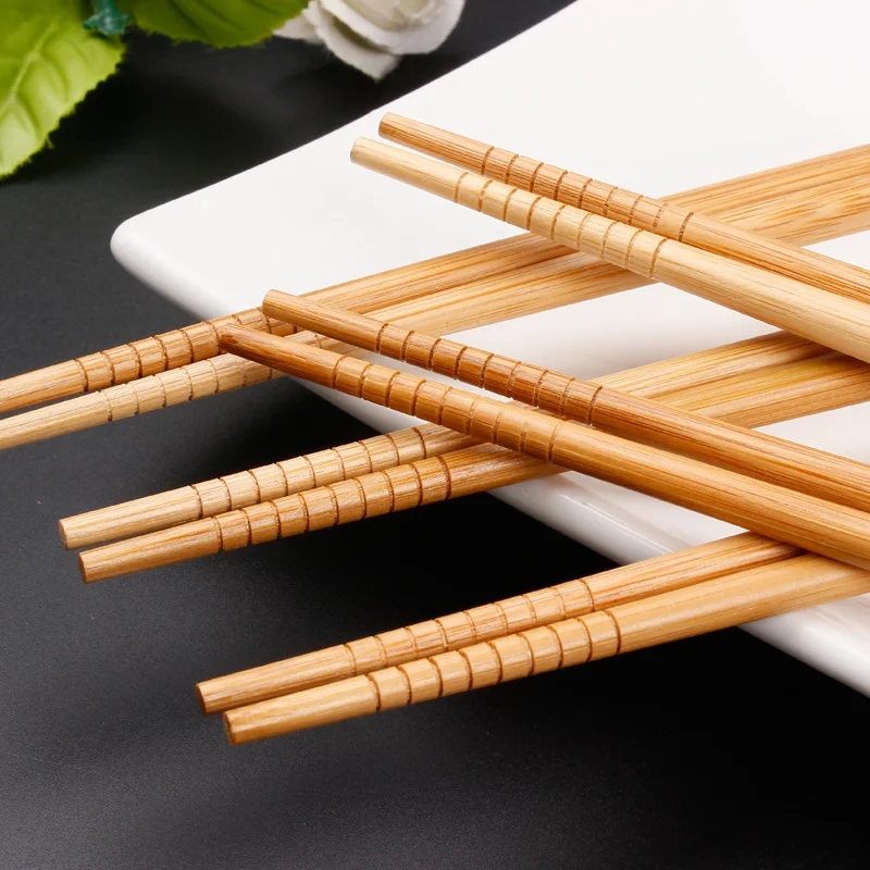 Wholesale cheap prices japanese korean style printed reusable bamboo wood sushi chopsticks bulk chopsticks