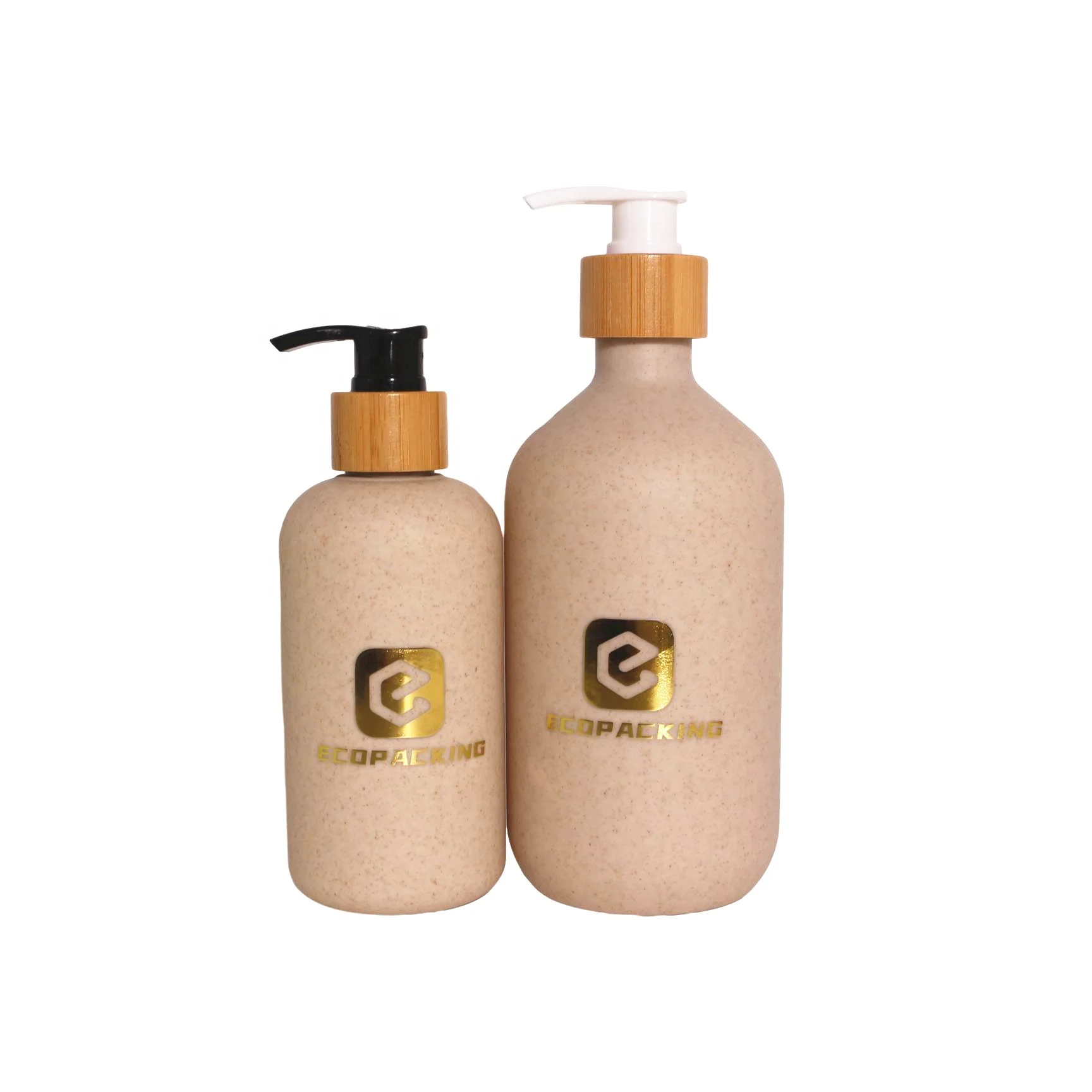 Bioplastic empty lotion pump bottle skincare wheat straws biodegradable bottle