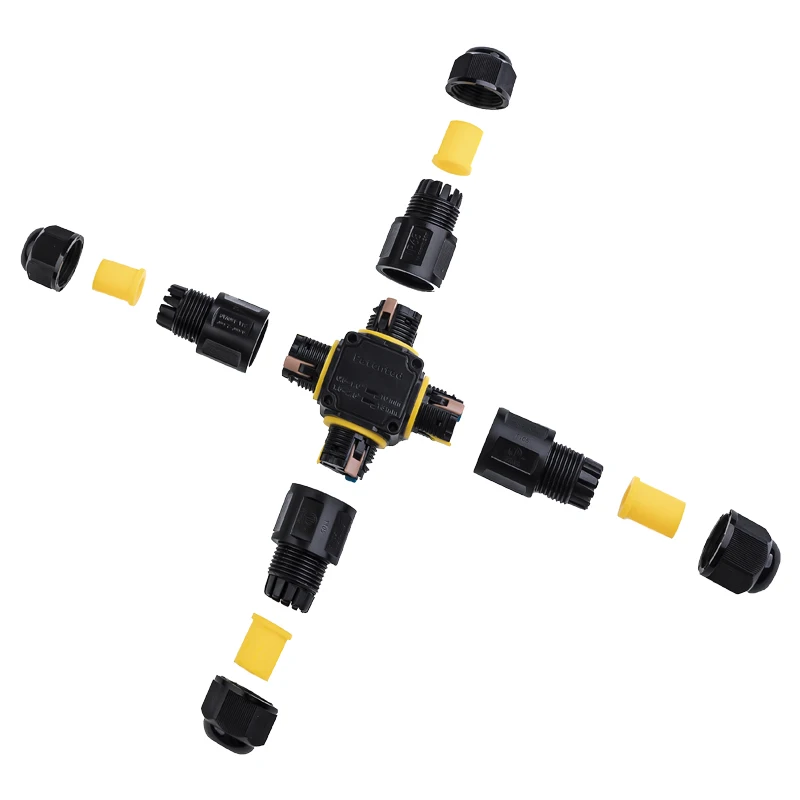 Greenway 3pin  X shape IP68 waterproof cable connector led push wire waterproof connectors IP68 for outdoor connection
