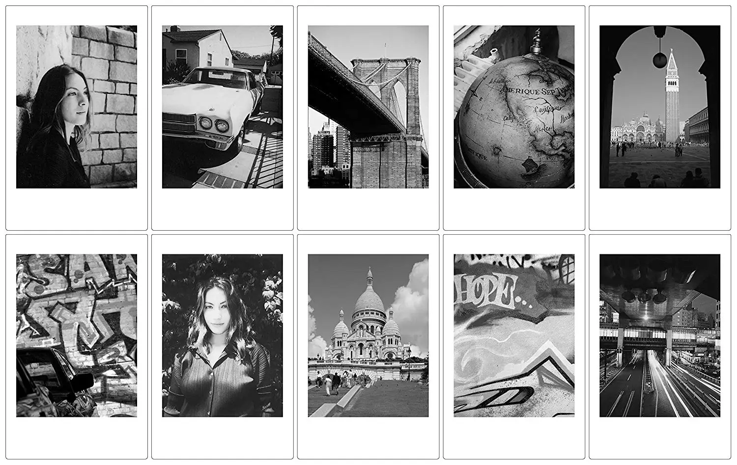 Монохромированная мгновенная пленка Fujifilm instax mini компактный размер 10 листов/упаковка для камер 7s 8 9 25 50s 70 90