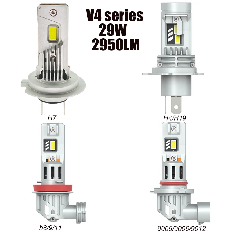 V4 LED Headlight H7 H4 H11 Hb4 Lamp 12V H4 H7 H11 Bulb Mini 360 Lighting 60W H7 H4 9005 H11 Headlight Canbus Free for Car Motor
