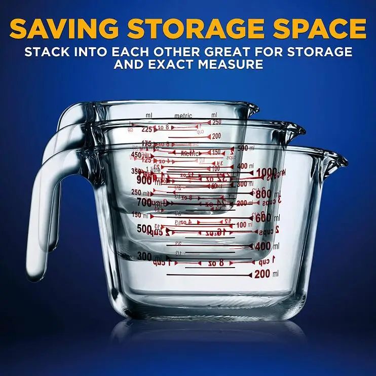 Стеклянный мерный стакан 500 мл/мерный кувшин 1 л/набор мерных стаканов