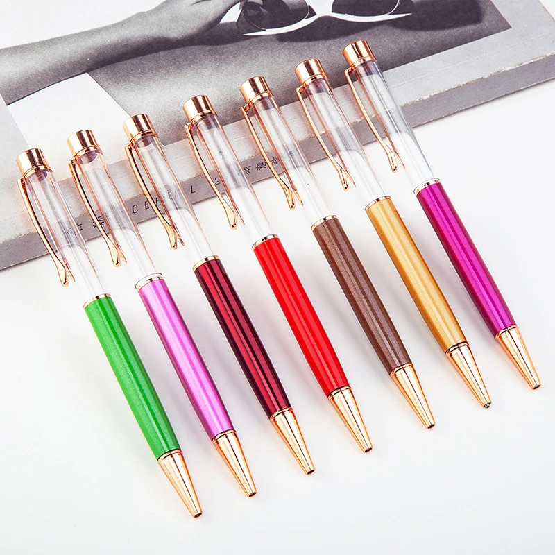 Glitter Shell Crystal Dry Flower Herbarium Filled DIY Empty Tube Blank Ball Pen