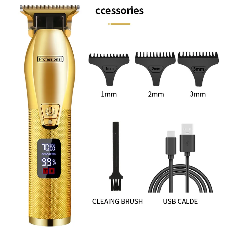 Professional Barber Hair Clipper Rechargeable Electric Finish Cutting Machine Beard Trimmer Shaver Cordless Corded