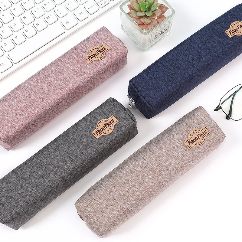 New Style Minimalism Cloth Large Capacity Pencil Bag Cute Dirt-Proof PU Leather Logo Pencil Case Storage Bag For Boys