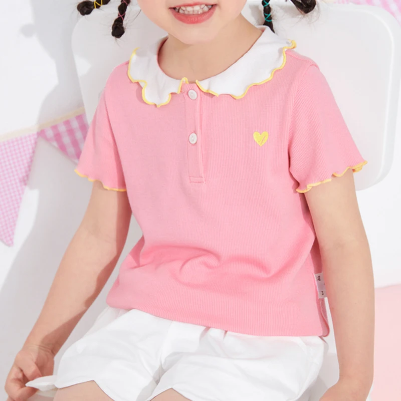 
Children beautiful KID pink Color cotton Custom Short Sleeve T shirt 