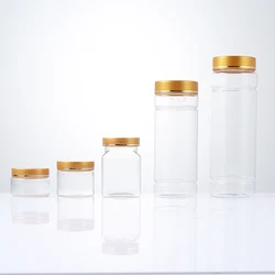 PET material transparent 400ml 500ml Food grade sealed plastic can with lid