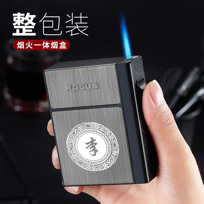 YH035F  USB rechargeable Metal cigarette case with detachable lighter one jet flame windproof type