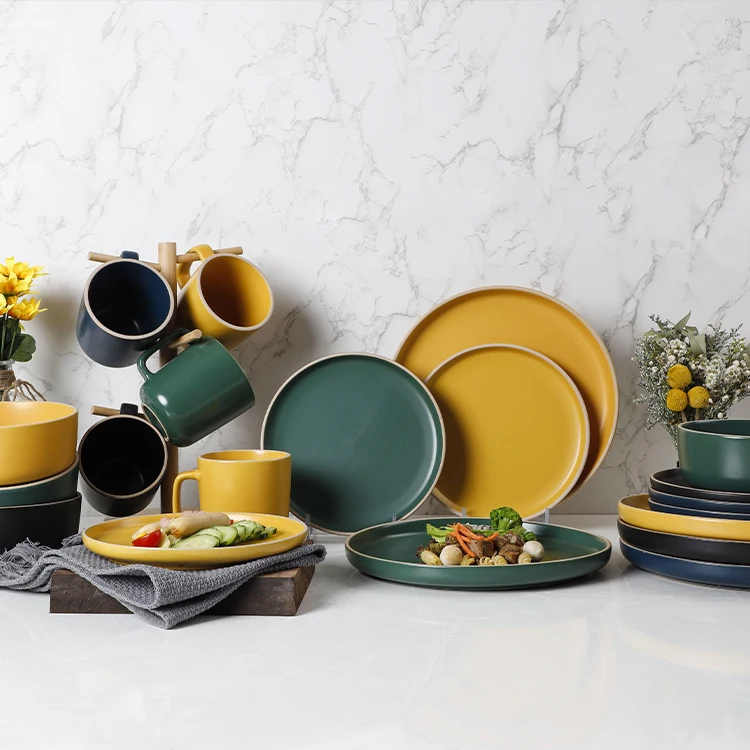 Hot Selling Ceramic Tableware Sets Western Stoneware Dinnerware Sets Porcelain Dinner Sets Supermarket Dishes & Plates