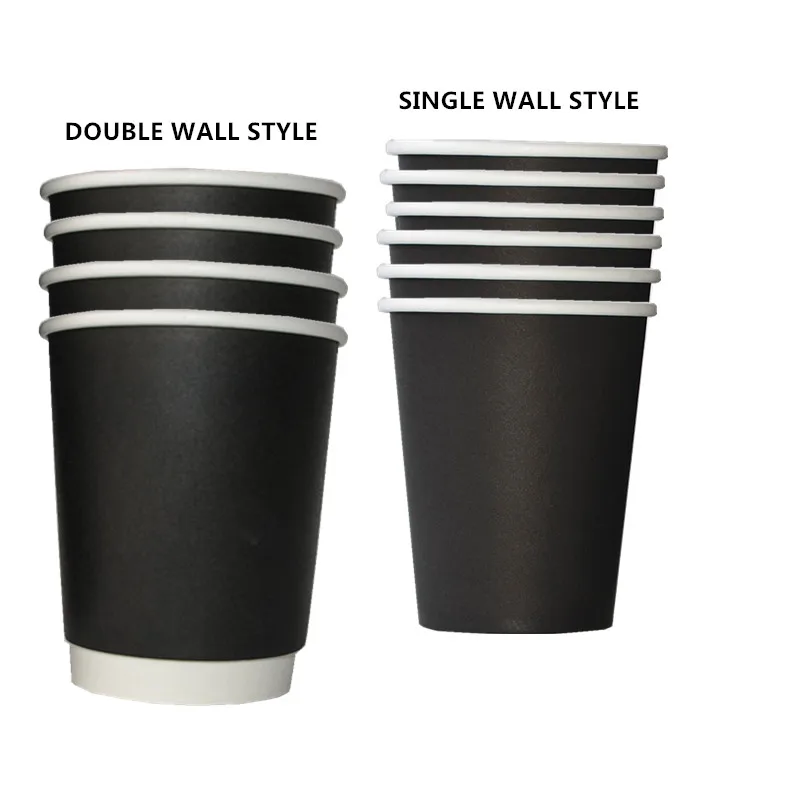 PLA lining paper cups ripple wall black color coffee paper cup coffee cups with lids 12 oz
