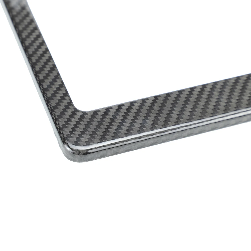 
License Plate Frame Carbon Fiber- Black Aluminum Plate Frame Printed Carbon Pattern with Stainless Steel Plate 