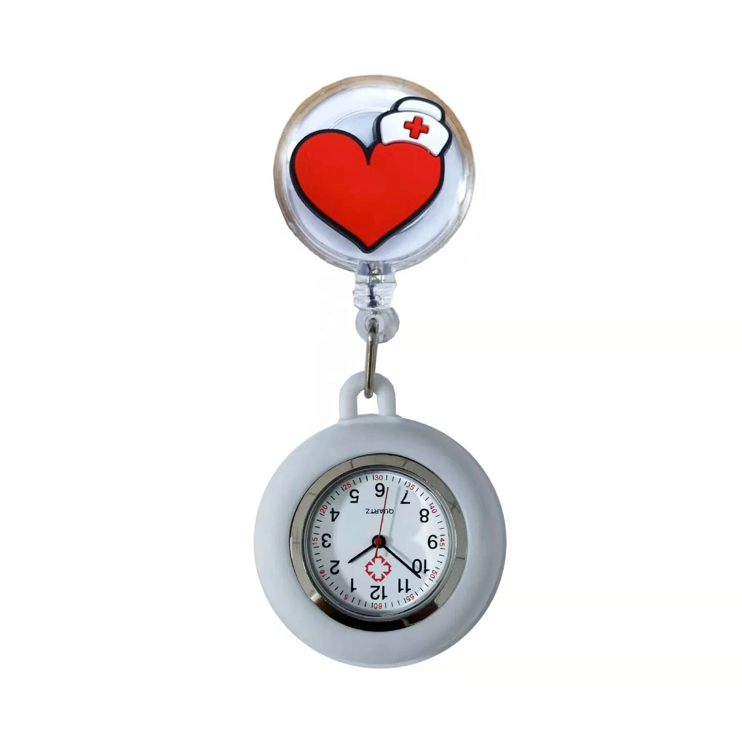 Nurse Doctor Retractable Pocket Watches Hospital Medical Badge Reel Love Heart Stethoscope Syringe Clips Watches