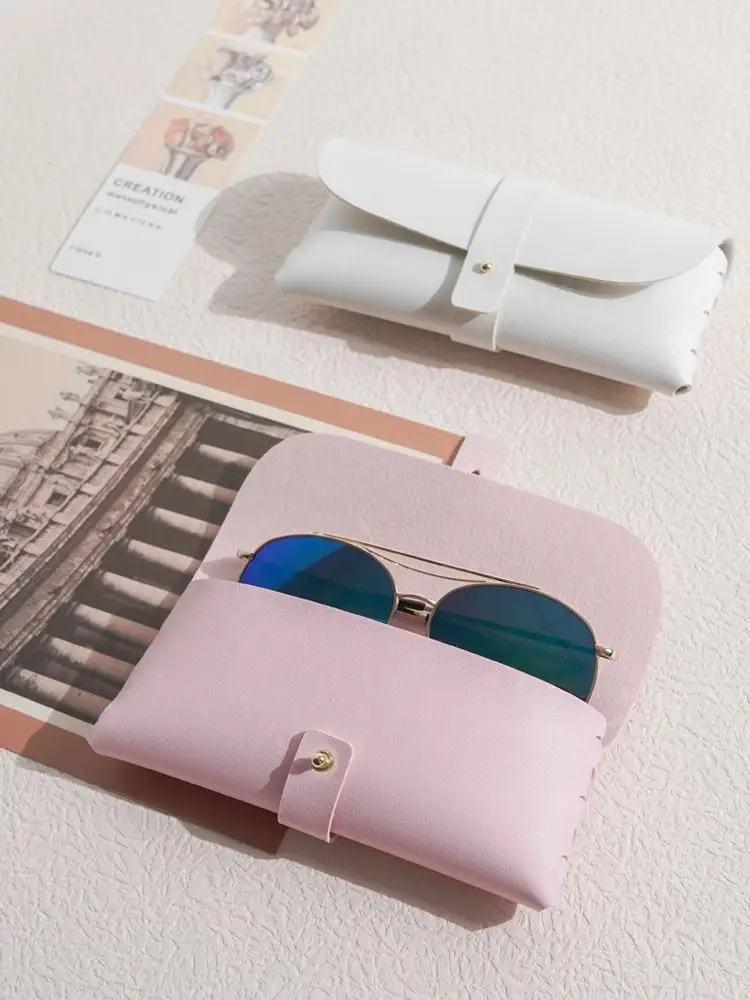 Retro Literary Simple Glasses Bag Soft Leather Glasses Case Ins Girl Portable Sun Sunglasses Bag Storage Bag Anti-pressure