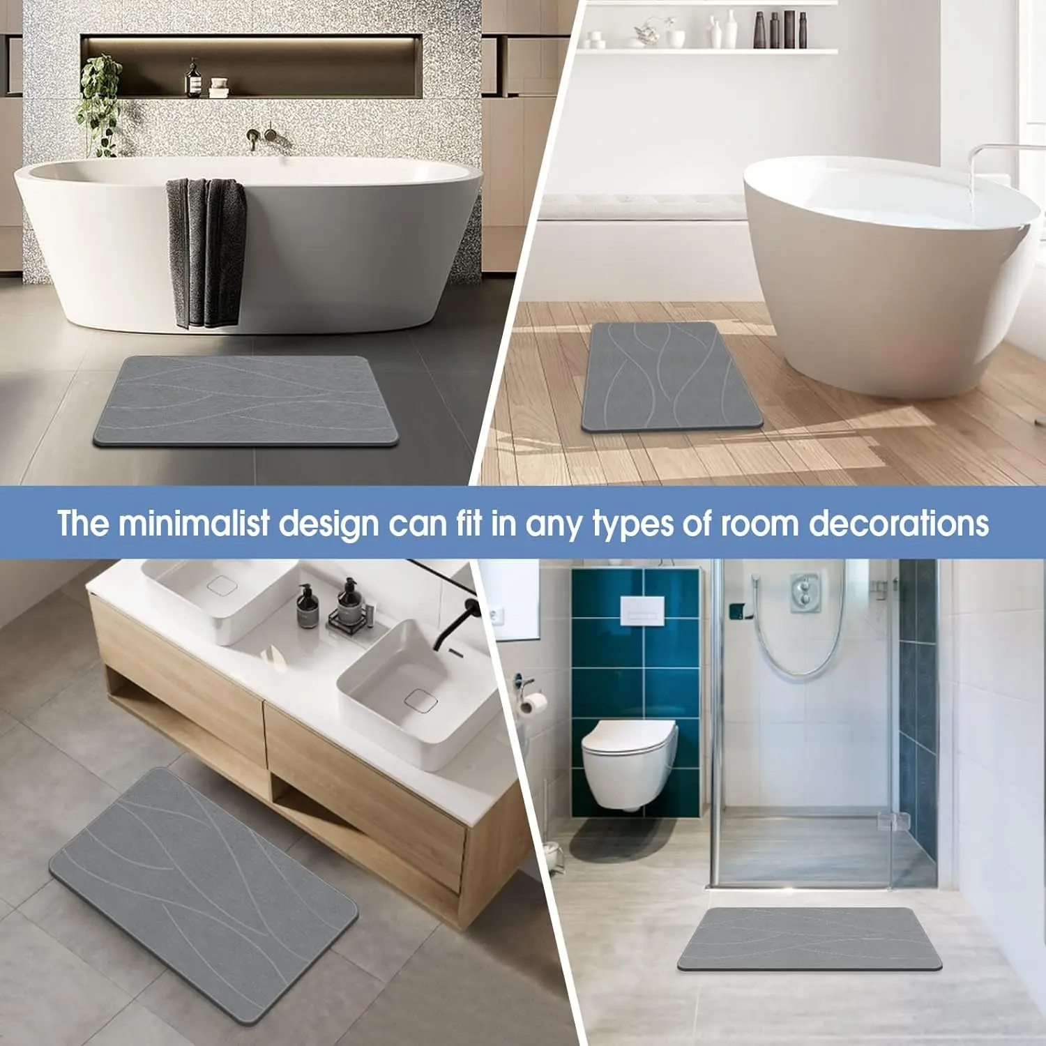 Quick Drying Bath Mats Water Absorption Stone Diatomite Bath Pads Anti-slip Easy to Clean Shower Mat Wholesale