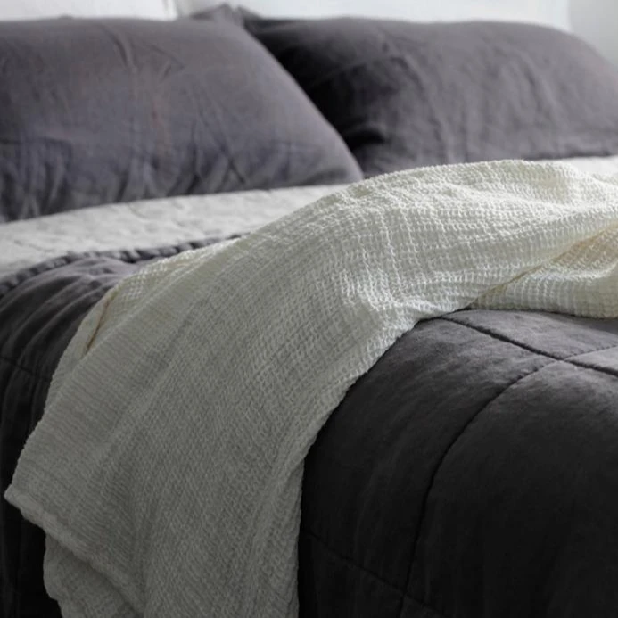 100% waffle linen blanket linen bedding soft waffle linen blanket