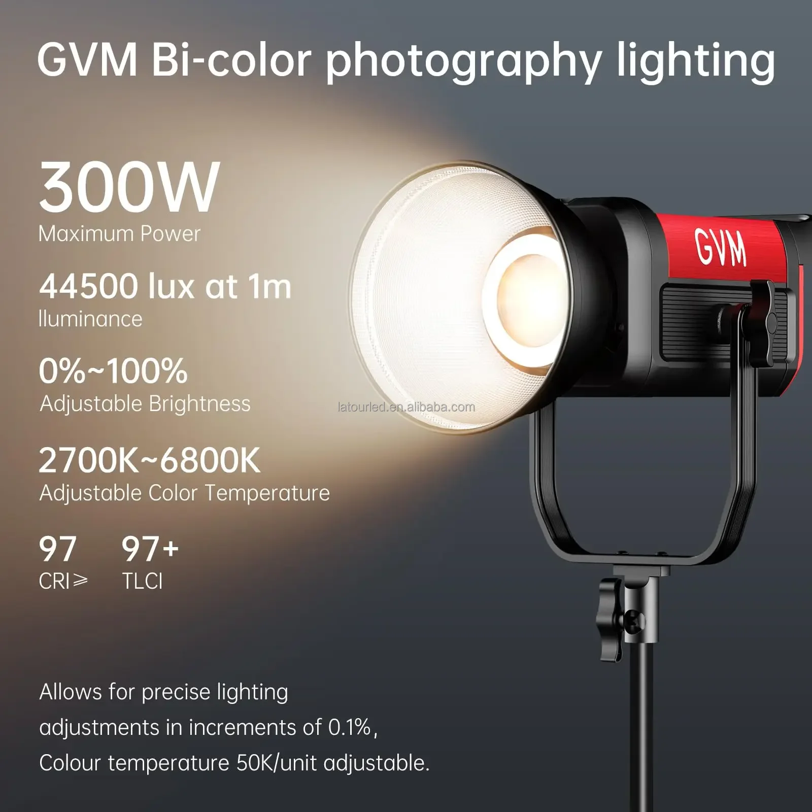 GVM Official PRO SD300B 300W High-Performance LED Light for Video Production DMX & APP Control 51100 Lux Adjustable 2700-6800K