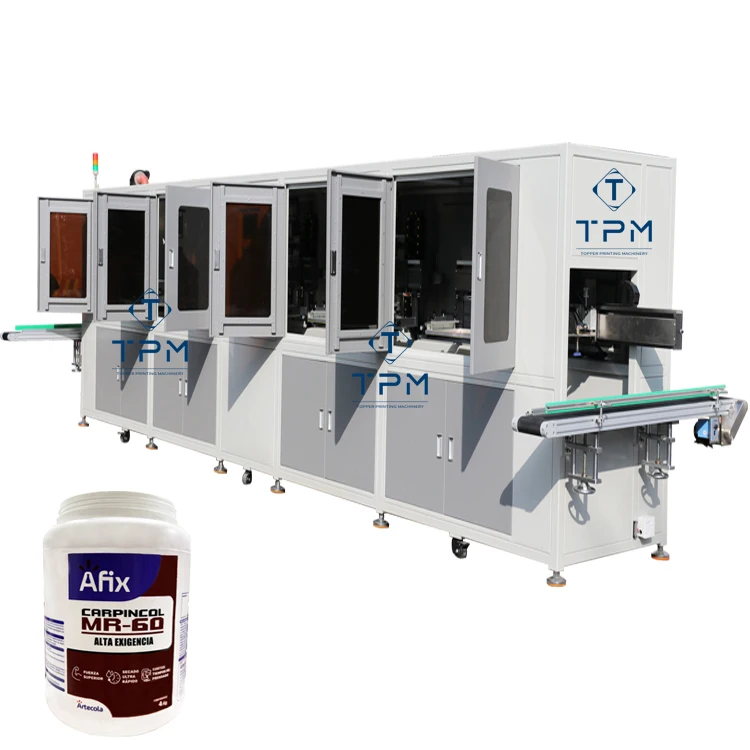 Fully Automatic 4 Colors Cup Cans Barrel Plastic Screen Printing Equipment Printer for Bottle