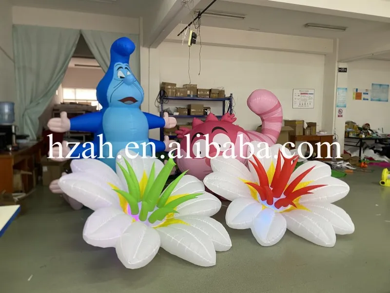 Inflatable Flower Inflatable Led Light Flower Caterpillar and Cheshire Cat for Alice in Wonderland