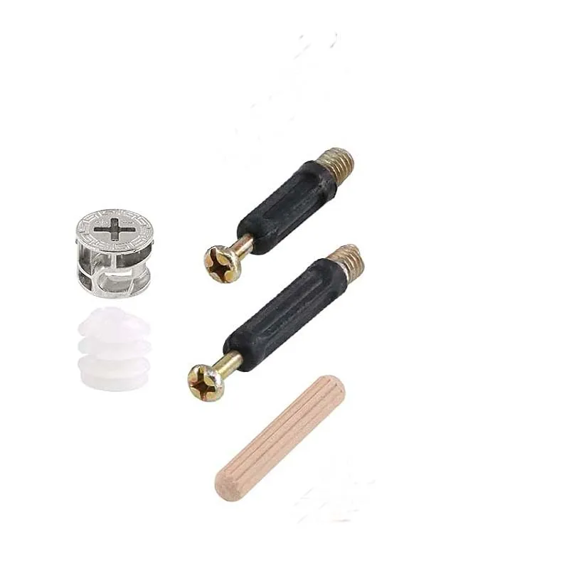 Furniture Hardware Connectors Assortment Kit Including Cam Fitting Wood Dowel Pin and Pre-Inserted Nut and Furniture Crib Screws
