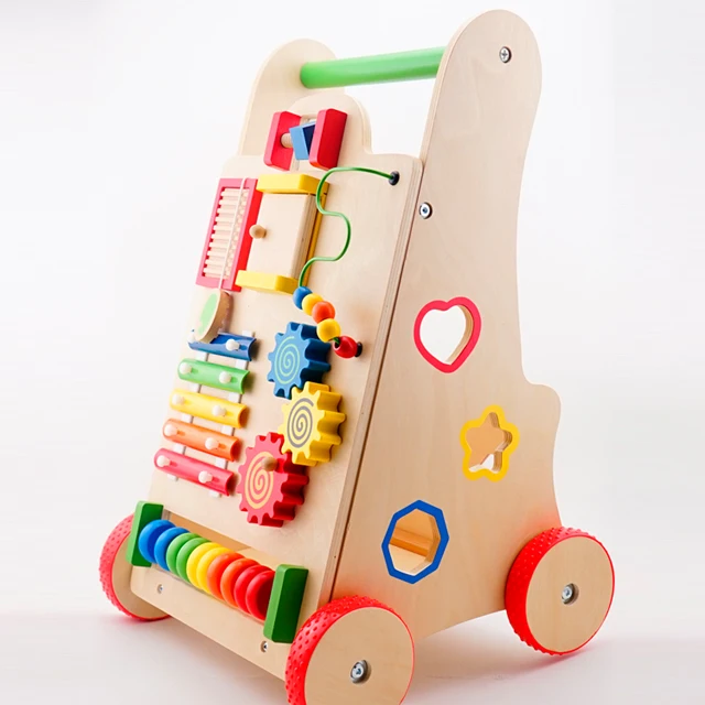 New Multifunction Educational Learning Activity Children Wooden Baby Walker Toy For Kids