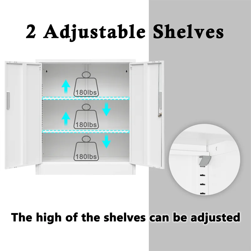 Office Furniture File Cabinet 2 Swing Door Steel Filing Half Height Small Office File Storage Cabinet